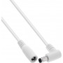 InLine® līdzstrāvas pagarinājuma kabelis, leņķa spraudnis, 5,5 x 2,1 mm, balts, 0,2 m