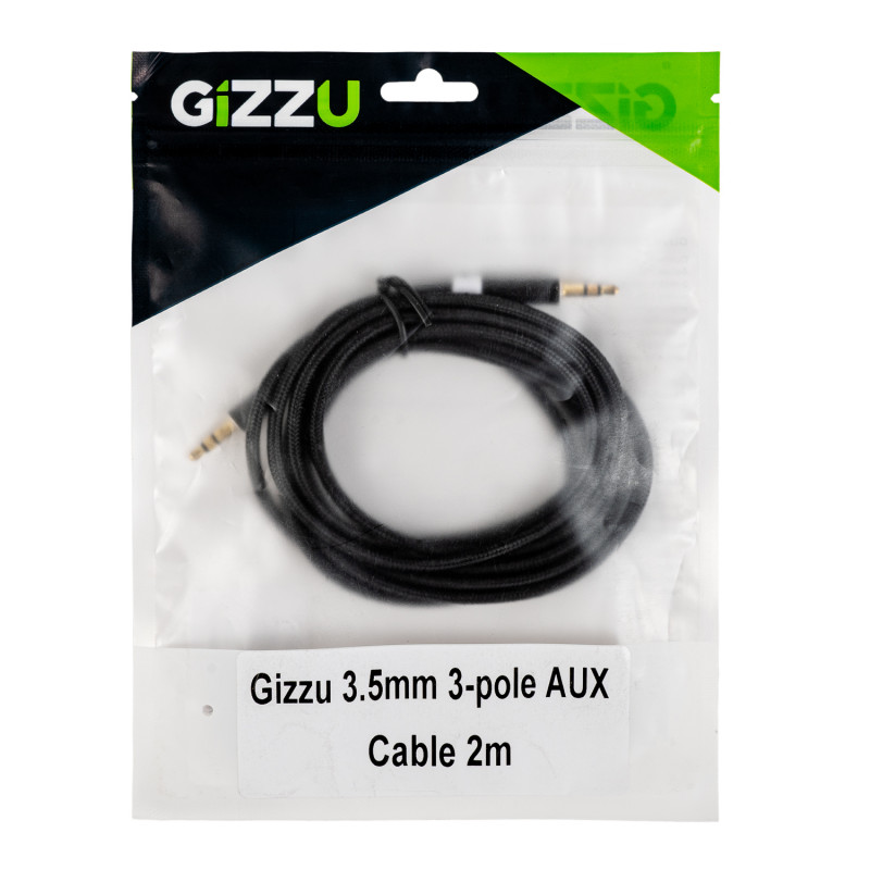 Gizzu 3.5mm AUX kabelis 2m - melns