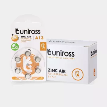 Uniross A13 pogu elementu baterijas dzirdes aparātiem 230mAh, 6 gab.