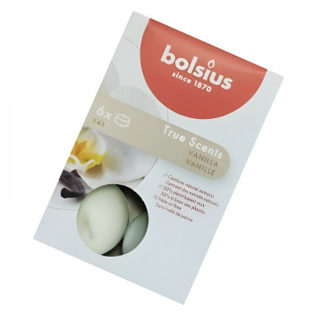 Bolsius True Scents aromātiskās tējas sveces, vaniļa, 6 gab.