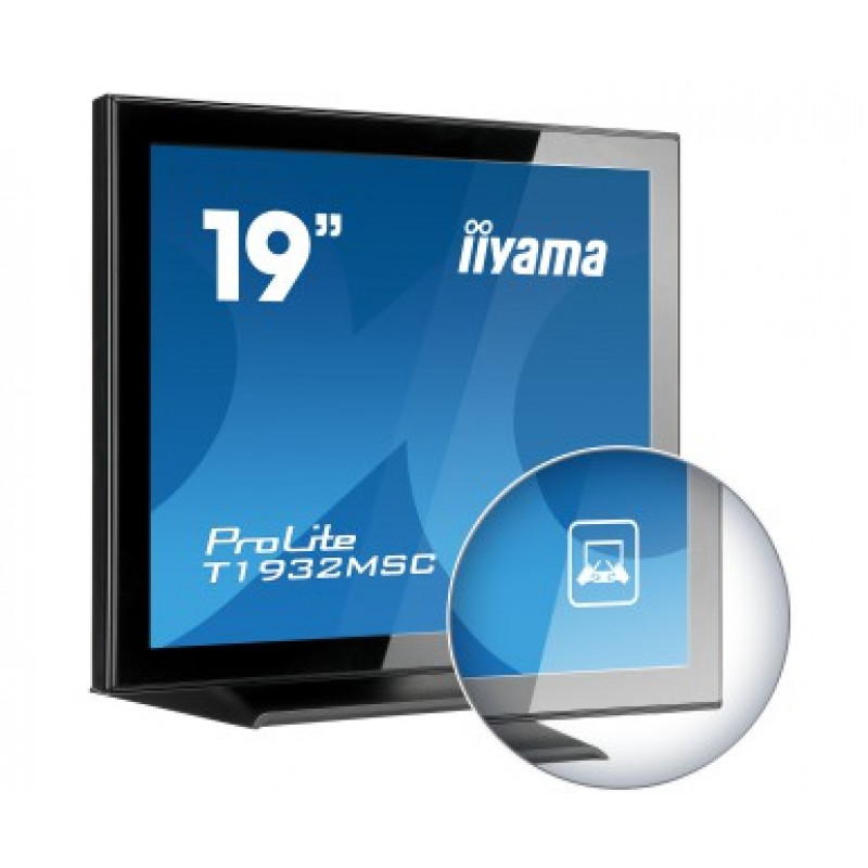 iiyama ProLite T1932MSC-B2X 19 inch (48,3 cm) projektīvi kapacitatīvais 10 punktu skārienmonitors, 5:4, 1280x1024, DVI, VGA, melns