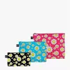 LOQI maciņu komplekts – Flowers melns, Aquarius, Raspberry (3 gab.)