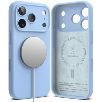Ringke silikona magnētiskais MagSafe futrālis iPhone 18 Pro Max, gaiši zils