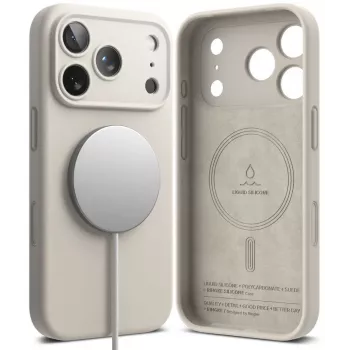 Ringke silikona magnētiskais MagSafe futrālis iPhone 18 Pro Max, Stone