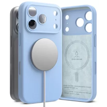 Ringke Silicone Magnetic MagSafe vāciņš iPhone 18 Pro, gaiši zils