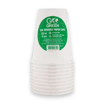 Gogreen videi draudzīgas krūzes 350 ml, 10 gab., baltas