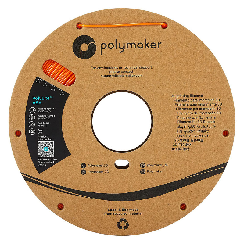 Polmask ASA 1,75mm oranžs 1kg 3D printera kvēldiegs