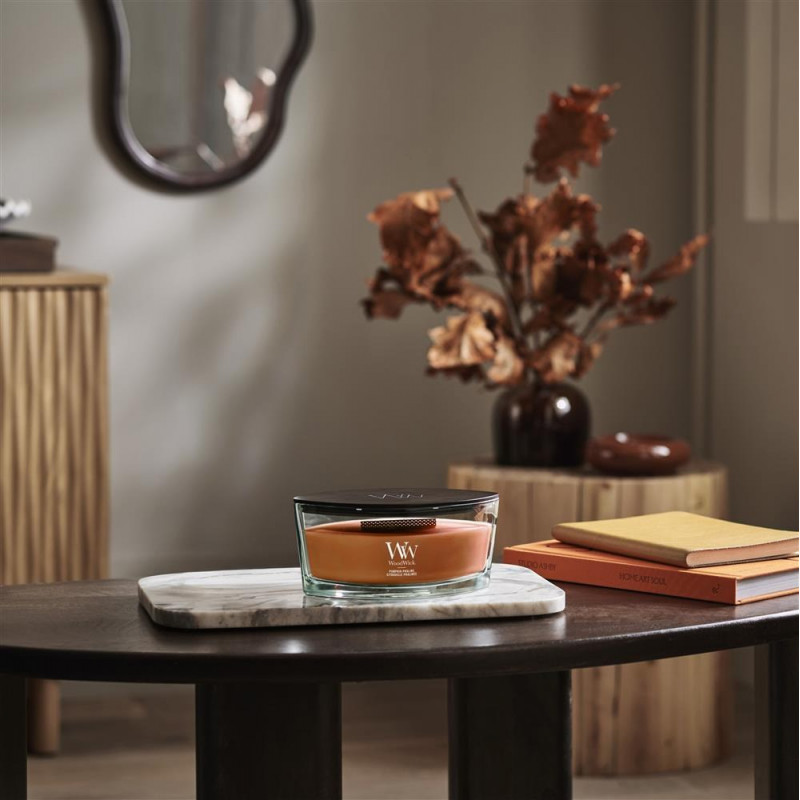 WoodWick Pumpkin Praline Ellipse smaržīga svece 453,6g