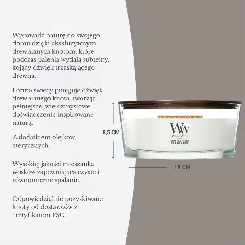 WoodWick White Teak Ellipse svece, 453,6 g
