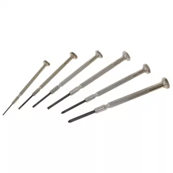 C.K Tools T4854P pulksteņmeistara miniatūro skrūvgriežu komplekts, 6 gabali, plakanie 1,0/1,6/2,0/2,4 mm un Phillips