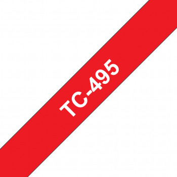 Brother TC-495 laminētā lente, balta uz sarkana (TC495)