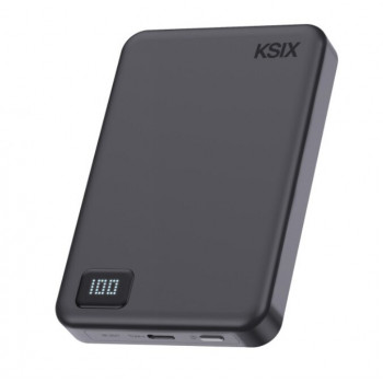 Ksix Powerbank Magslim 10000 mAh magnētiskais 15W USB-C PD 20W digitālais displejs melns