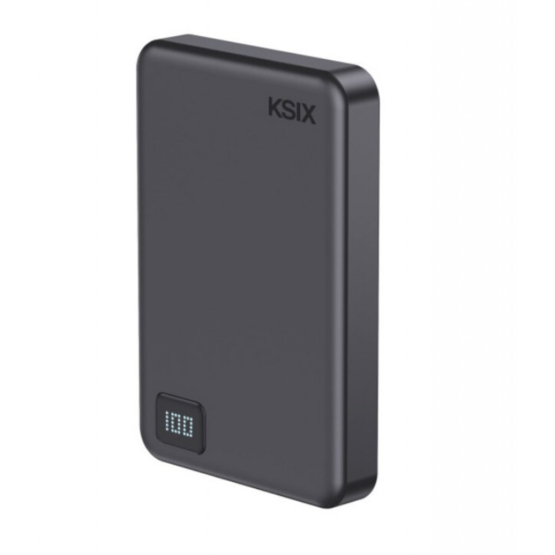 Ksix Powerbank Magslim 10000 mAh magnētiskais 15W USB-C PD 20W digitālais displejs melns