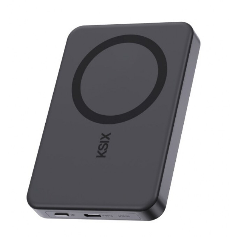 Ksix Powerbank Magslim 10000 mAh magnētiskais 15W USB-C PD 20W digitālais displejs melns