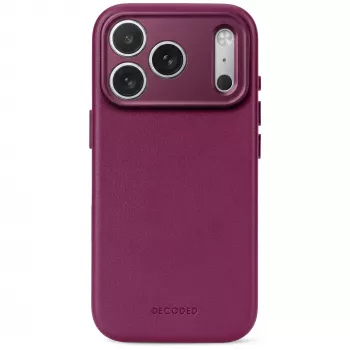 Decoded Leather Backcover - ādas apvalks iPhone 18 Pro / 17 Pro, saderīgs ar MagSafe (aubergine)