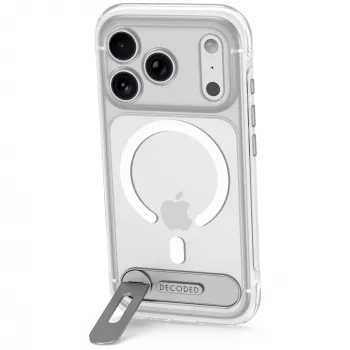 Decoded AntiMicrobial Hybrid statīva aizmugurējais vāciņš - vāciņš ar statīvu iPhone 18 Pro / 17 Pro, saderīgs ar MagSafe (caurspīdīgs)