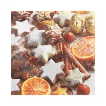 PAPSTAR “Cinnamon Stars” Ziemassvētku salvetes 330 x 330 mm, apdrukātas, 1/4 locījums, 3 kārtas