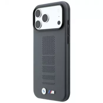BMW M Blue Perfo Metal Logo MagSafe maciņš iPhone 18 Pro Max / 17 Pro Max, pelēks