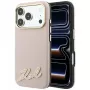 Karl Lagerfeld graudainas tekstūras maciņš ar sveķu parakata logotipu, MagSafe, iPhone 18 Pro / 17 Pro, rozā