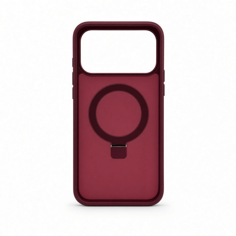 Evelatus Shield vāciņš ar MagSafe un statīvu Apple iPhone 18 Pro, matēts gredzens, bordo