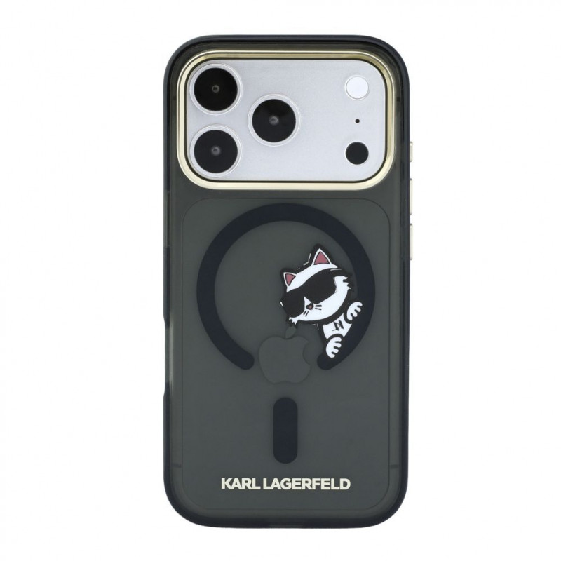 Karl Lagerfeld HC MagSafe IML Peekaboo Print & Metal Frame vāciņš Apple iPhone 18 Pro Max, melns