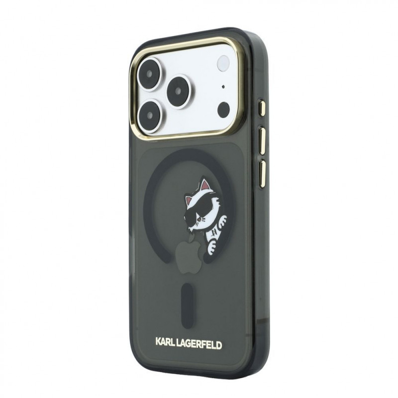 Karl Lagerfeld HC MagSafe IML Peekaboo Print & Metal Frame vāciņš Apple iPhone 18 Pro Max, melns