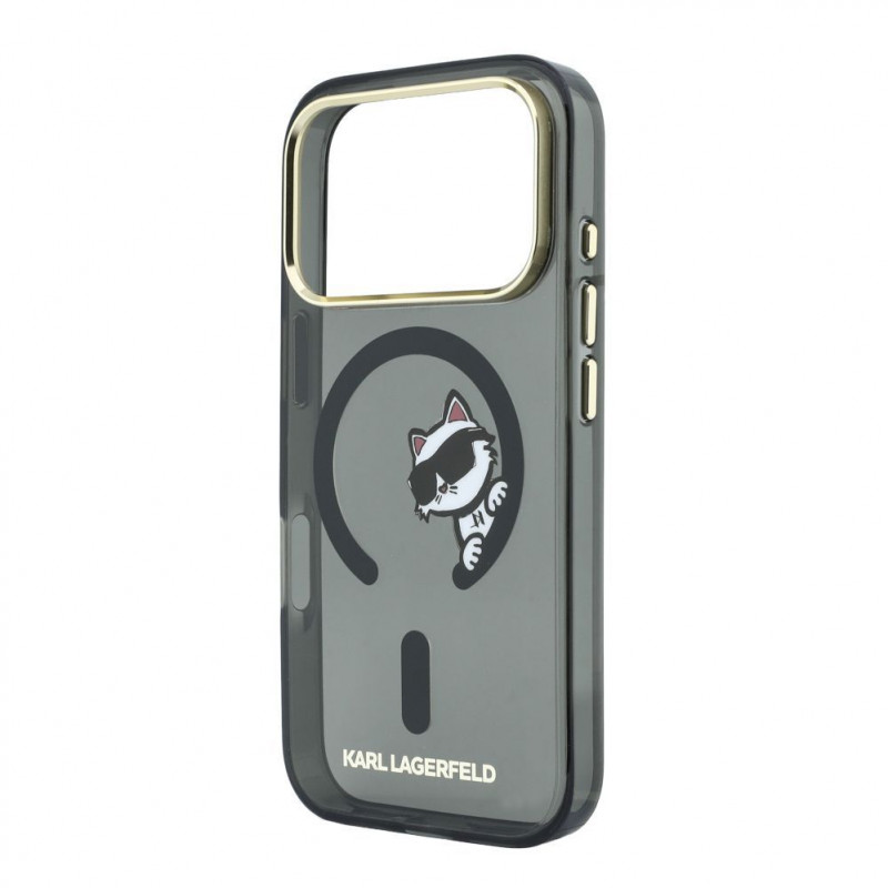 Karl Lagerfeld HC MagSafe IML Peekaboo Print & Metal Frame vāciņš Apple iPhone 18 Pro Max, melns