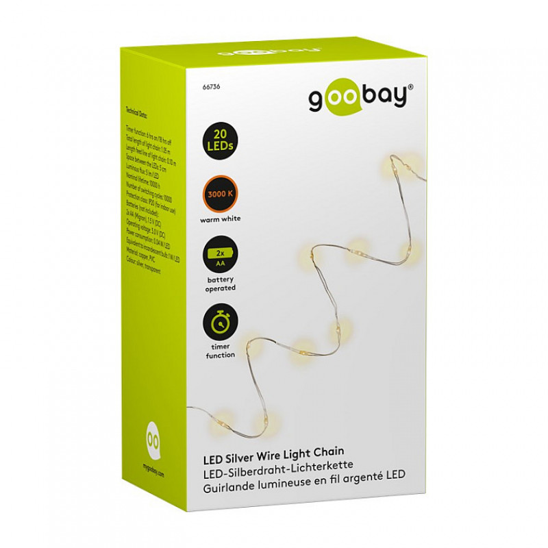 Goobay 20 gaismu virtene, caurspīdīga, 1,0 m