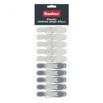 Sauber plastmasas veļas knaģi, pelēki, 20 gab.