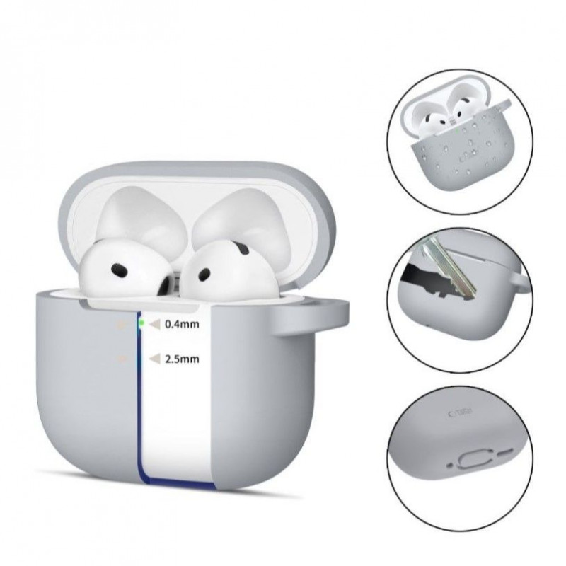 Tech-Protect Crayon Silicone Hook maciņš Apple AirPods 4, pelēks