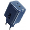 Forcell F-Energy GaN III VT-60 60W PD QC 4.0+ 2x USB-C sienas lādētājs tumši zils + USB-C kabelis
