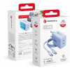 Forcell F-Energy GaN III VT-60 60W PD QC 4.0+ 2x USB-C sienas lādētājs zils + USB-C kabelis