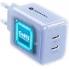 Forcell F-Energy GaN III VT-60 60W PD QC 4.0+ 2x USB-C sienas lādētājs zils + USB-C kabelis