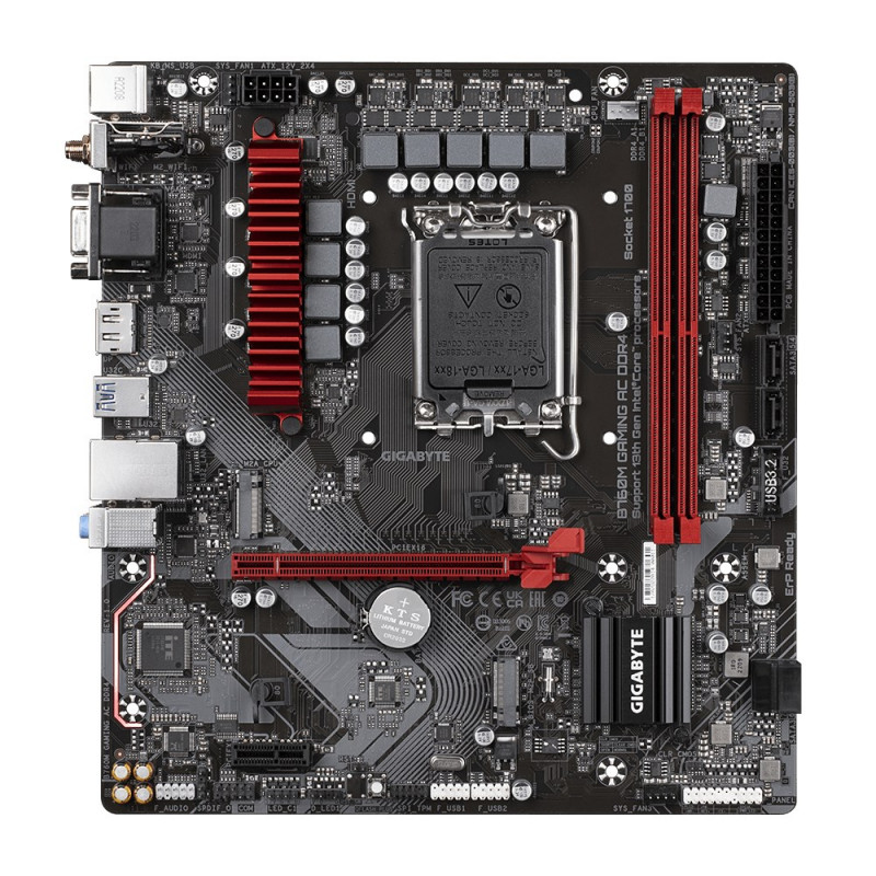 GIGABYTE B760M GAMING AC DDR4 mātesplate, Intel Core 14. paaudze, 6+2+1 fāžu VRM, DDR4 līdz 5333 MHz (OC), 2x M.2 PCIe 4.0, Wi-Fi 802.11ac, 2.5GbE LAN