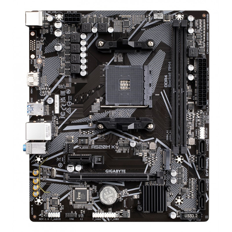 Gigabyte A520M K mātesplate, AMD A520, AM4, mATX