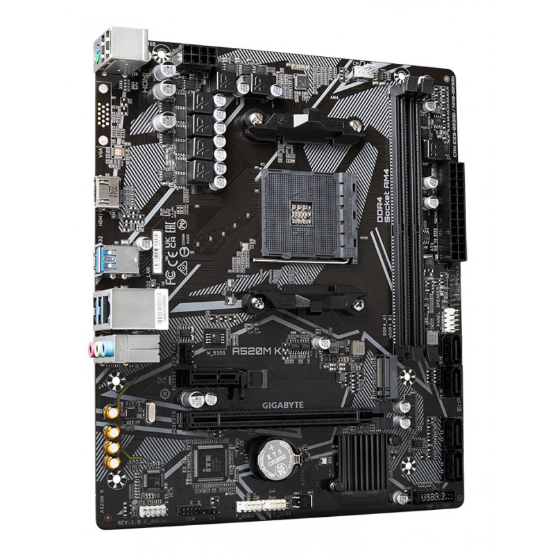 Gigabyte A520M K mātesplate, AMD A520, AM4, mATX