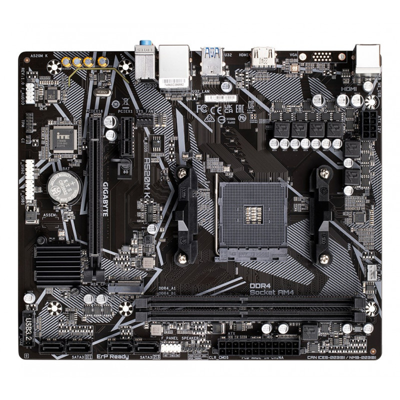 Gigabyte A520M K mātesplate, AMD A520, AM4, mATX