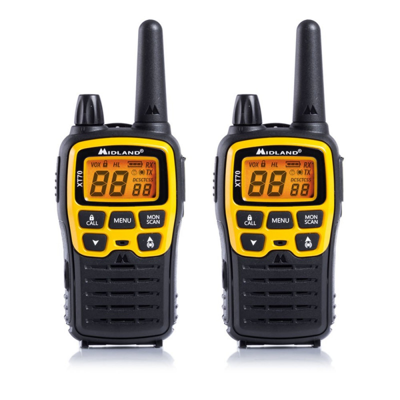 Midland XT70 Adventure rācija, 93 kanāli, 433,075 - 446,09375 MHz, melna/dzeltena