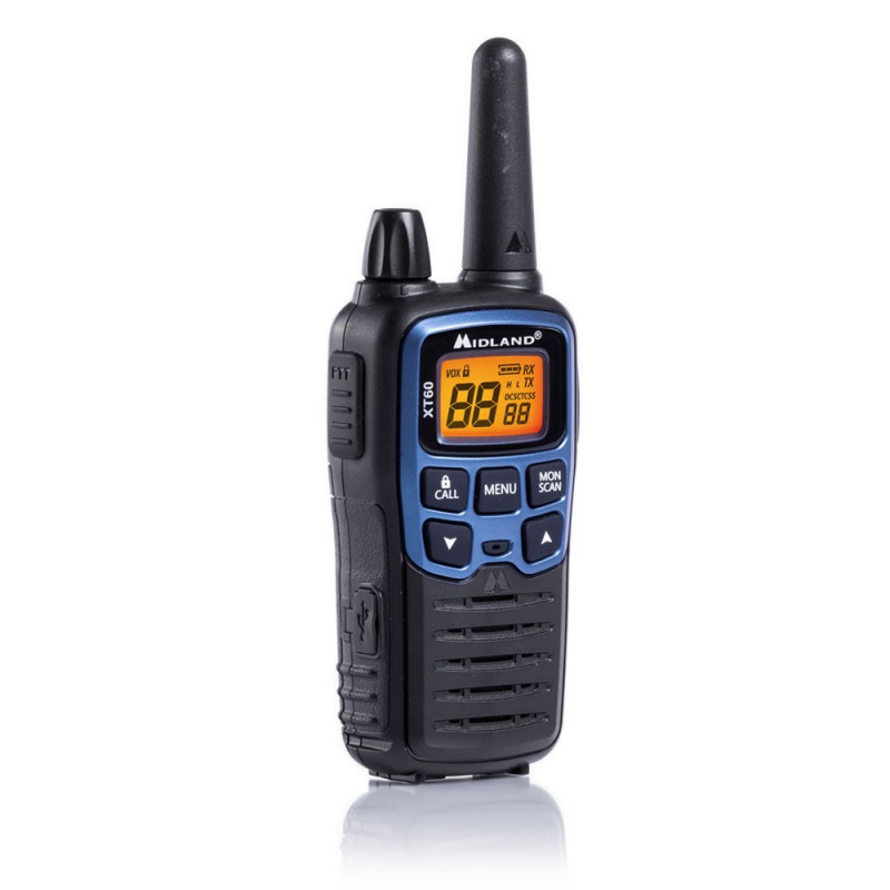 Midland XT60 rācija, 24 kanāli, 446.00625 - 446.0937 MHz, melna, zila