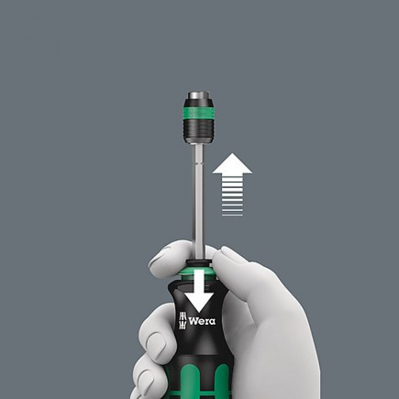 Wera skrūvgrieža rokturis ar 1/4 inch magnētisko uzgaļu turētāju + 6 uzgaļi
