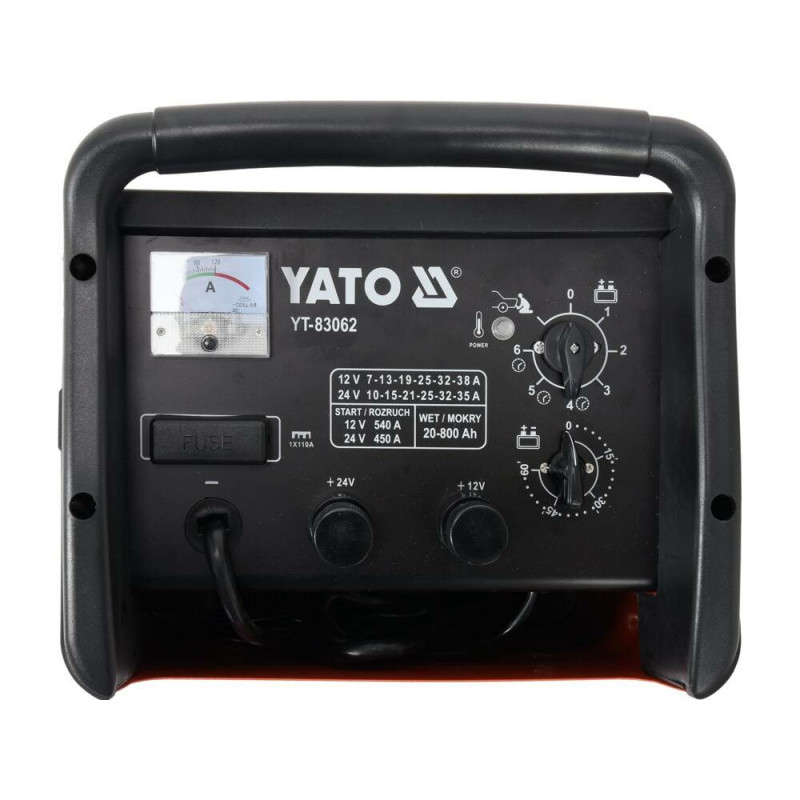 YATO YT-83062 automašīnas akumulatoru lādētājs (taisngriezis), 38 A / 540 A / 800 Ah
