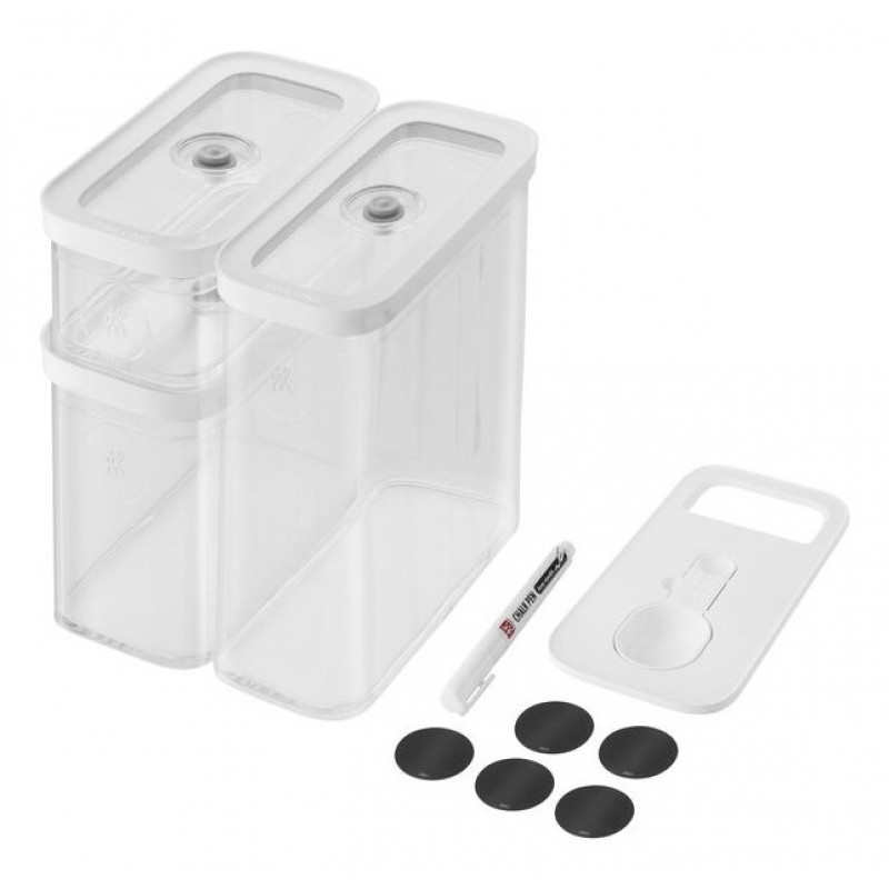ZWILLING 1026082 Taisnstūra pārtikas uzglabāšanas trauki, 5,4 L, caurspīdīgi/balti, 5 gab