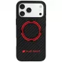 Audi RSQ Carbon Fiber Sport Red Circle MagSafe maciņš iPhone 18 Pro Max / 17 Pro Max, melns
