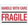 rillprint brīdinājuma uzlīmes HANDLE WITH CARE / FRAGILE, ar pastāvīgu līmi, baltas/sarkanas