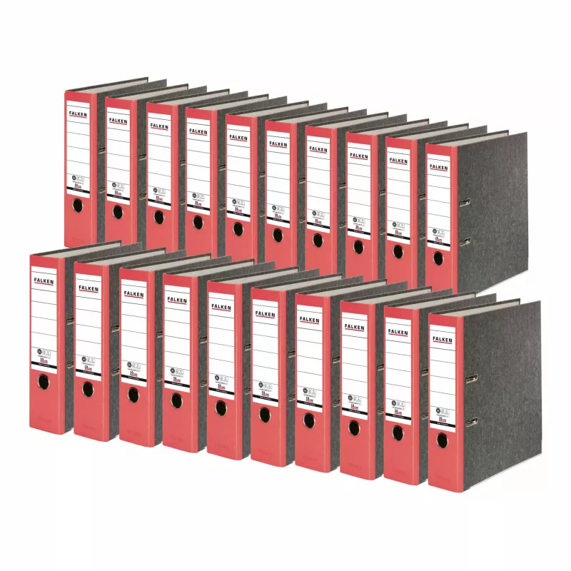 FALKEN Recycling reģistrators A4, 8 cm, sarkans marmorēts