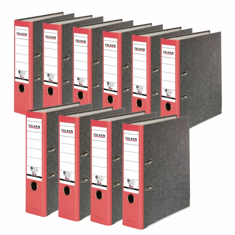 FALKEN Recycling reģistrators A4, 8 cm, sarkans marmorēts