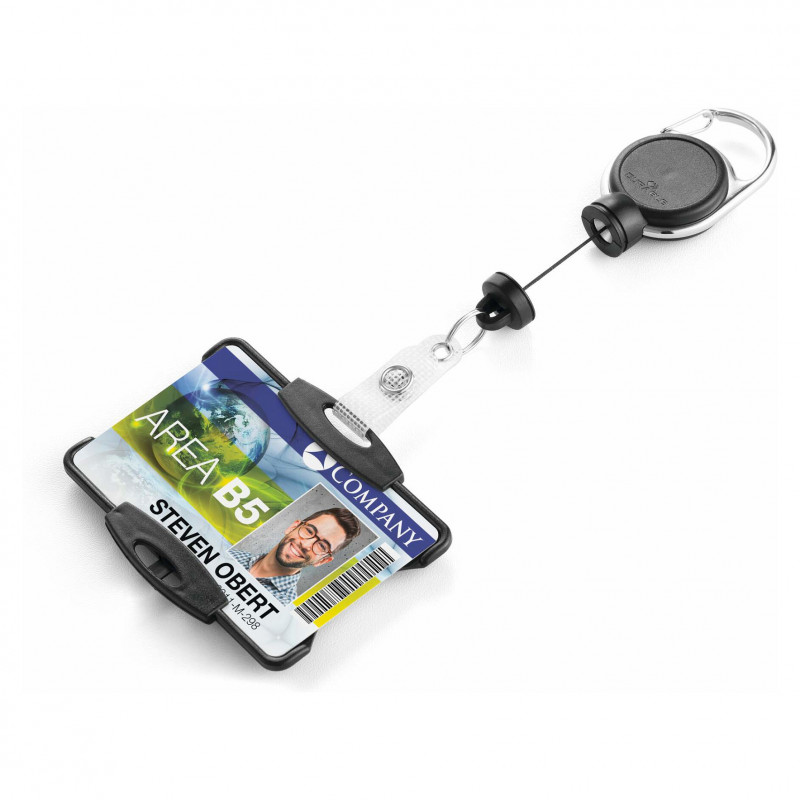 DURABLE nozīmīšu turētājs ar Yo-Yo EXTRA STRONG 1 kartei, melns (868901)