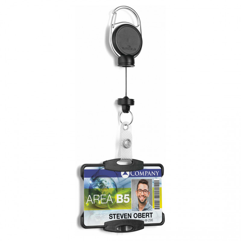 DURABLE nozīmīšu turētājs ar Yo-Yo EXTRA STRONG 1 kartei, melns (868901)