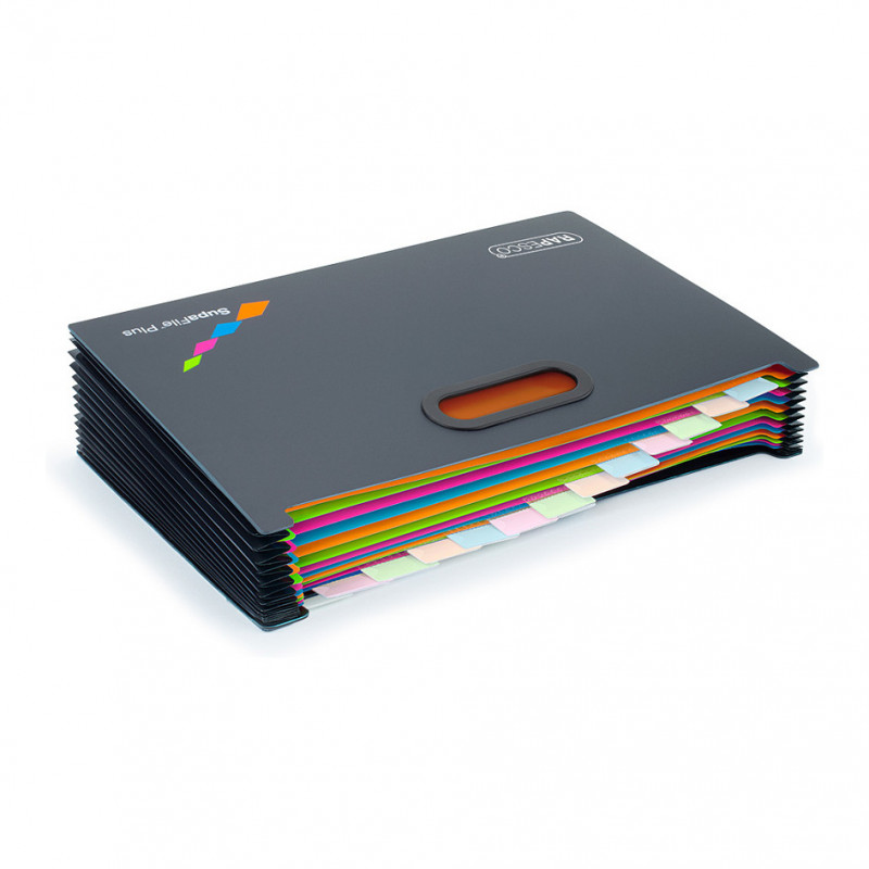 RAPESCO® paplašināmā mape DIN A4, īpaši plata, 13 nodalījumi, melna