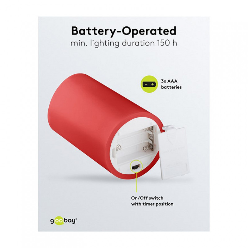 Goobay LED vaska sveces, 10 cm, sarkanas